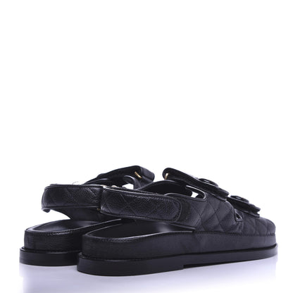 Chanel Grained Calfskin Velcro Dad Sandals 39.5 Black 4 of 11