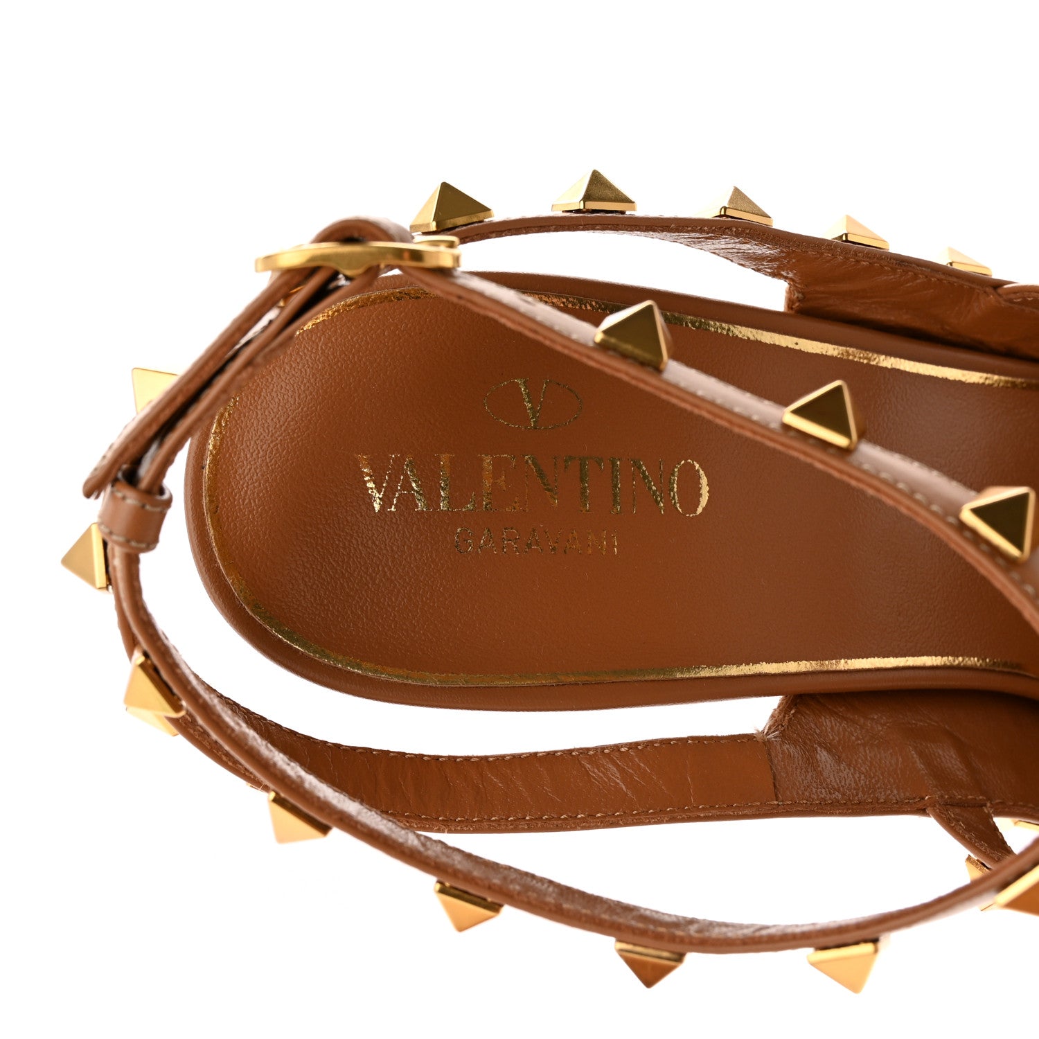 Valentino Garavani Raffia Calfskin Rockstud Ankle Strap 100mm Pumps 41 Natural Saddle Brown 7 of 8