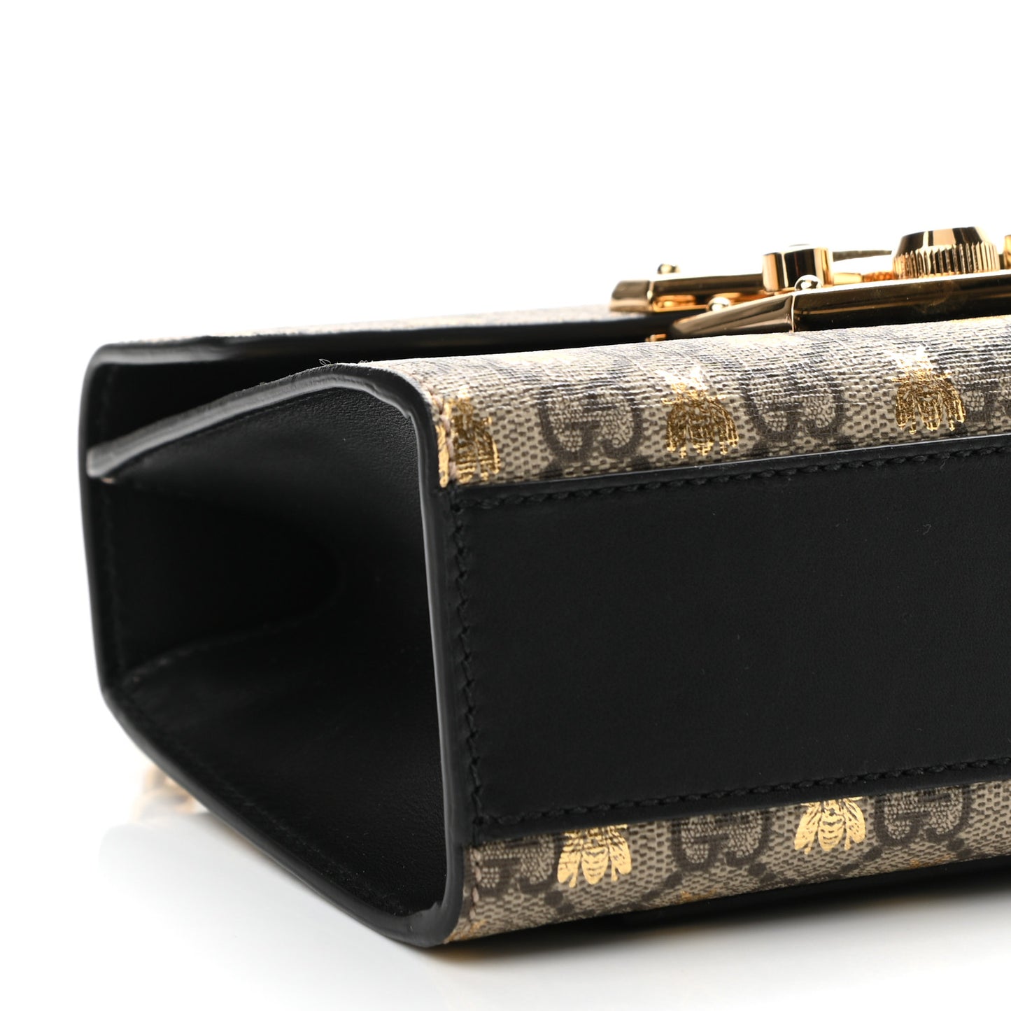 GG Supreme Monogram Bees Small Padlock Shoulder Bag Black