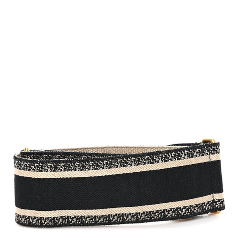 Canvas Embroidered Shoulder Strap Black