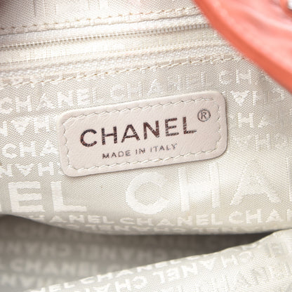 Chanel Lambskin Contrast Stitch Small Drawstring Tote Coral 6 of 17