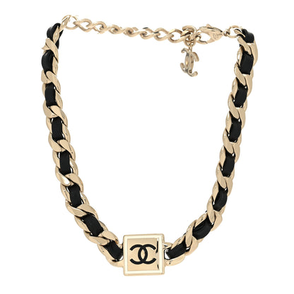 Chanel Metal Lambskin CC Square Choker Gold Black White 3 of 5