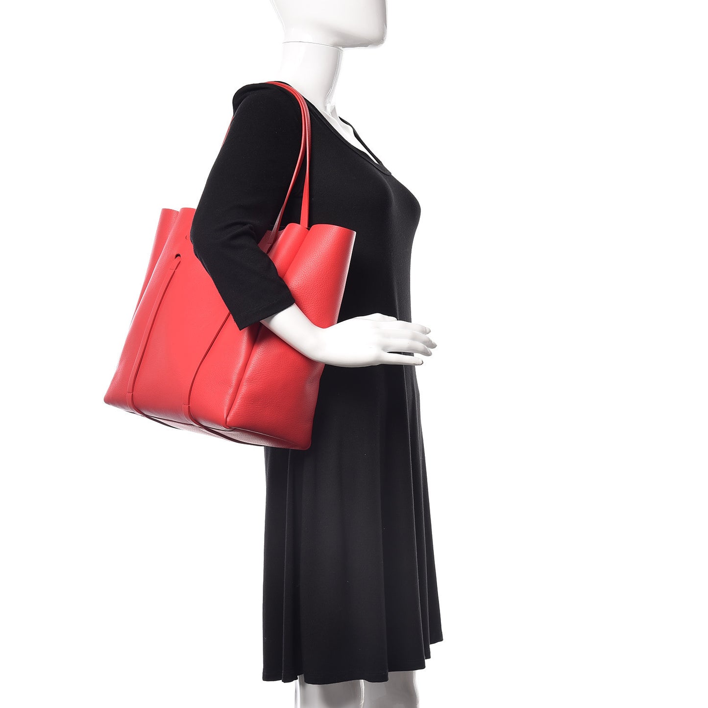 Veau Baltimore Double Sided Small Everyday Tote Rouge Vermeil Black