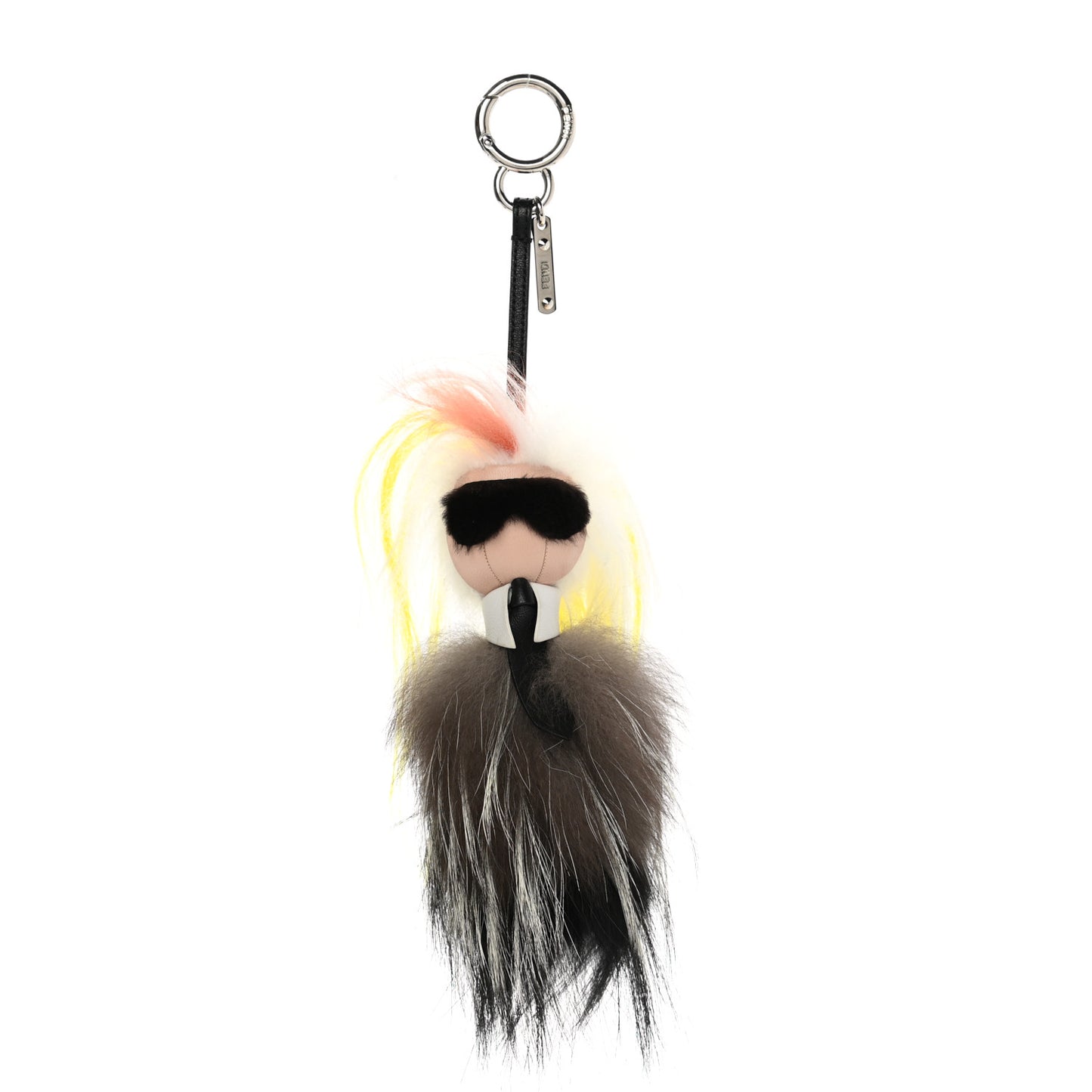 Fox Mink Goat Fur Mini Karlito Bag Charm White Black Flamingo