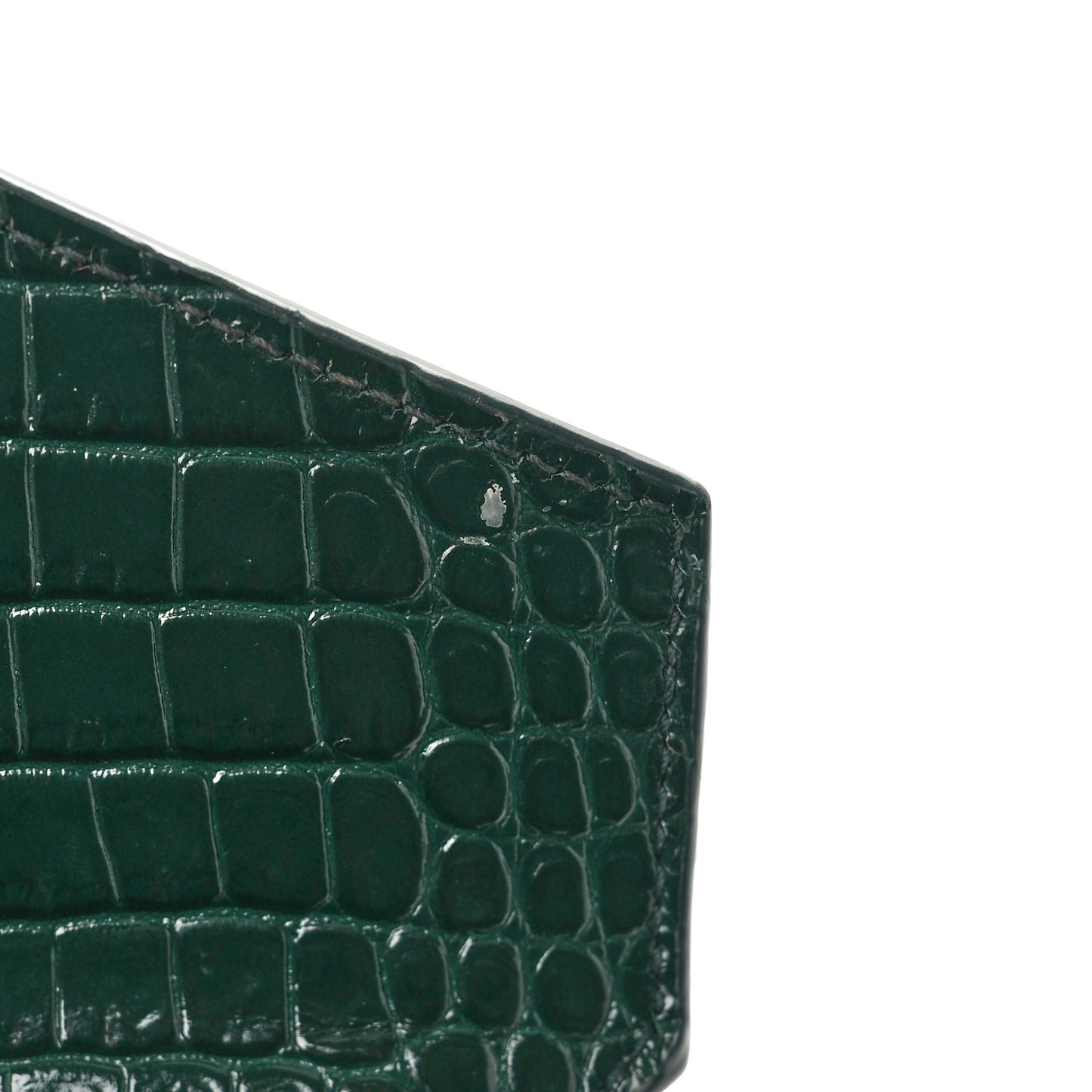 Calfskin Crocodile Embossed Mini Classic Monogram Cassandra Top Handle Dark Mint