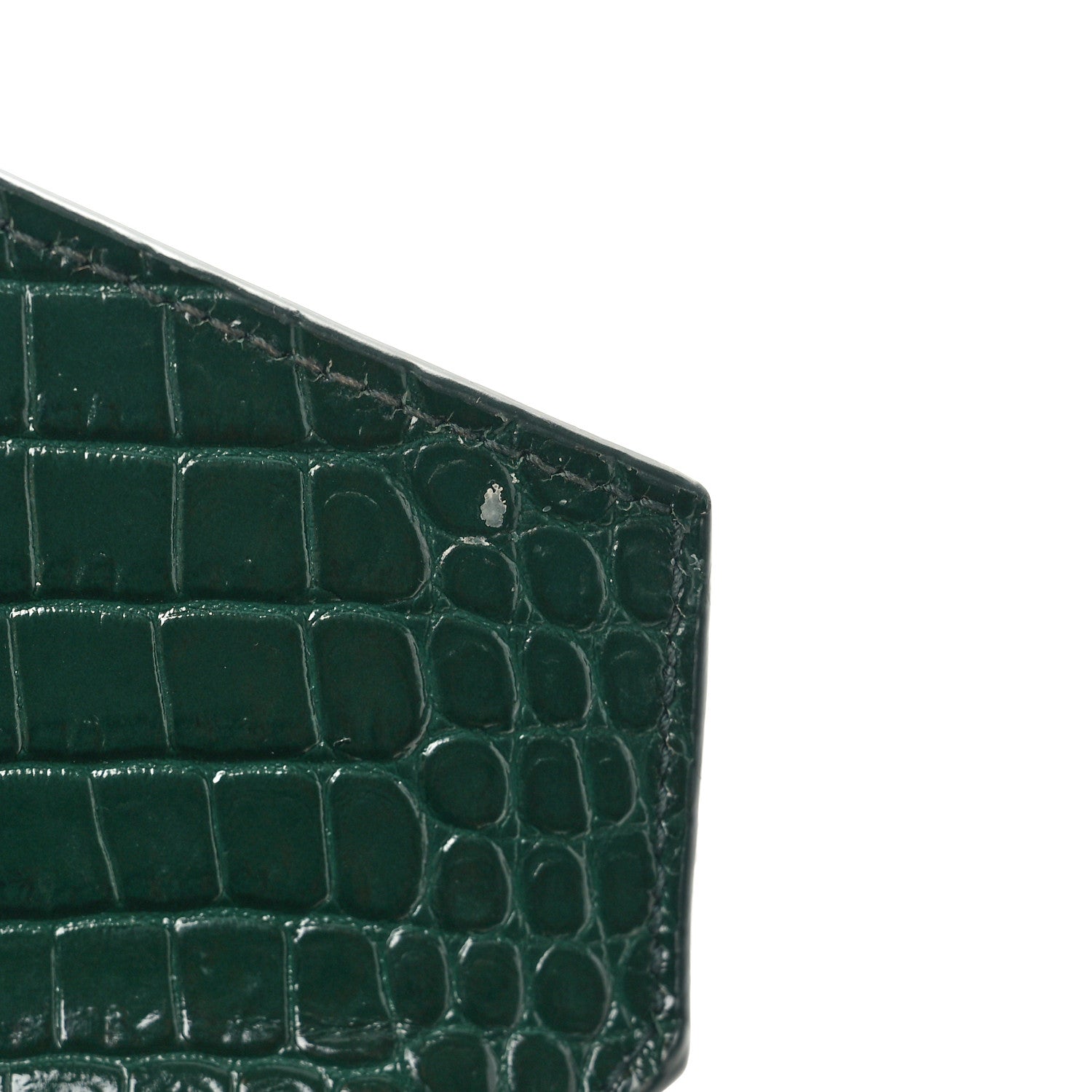 Saint Laurent Calfskin Crocodile Embossed Mini Classic Monogram Cassandra Top Handle Dark Mint 11 of 16
