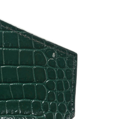 Saint Laurent Calfskin Crocodile Embossed Mini Classic Monogram Cassandra Top Handle Dark Mint 11 of 16