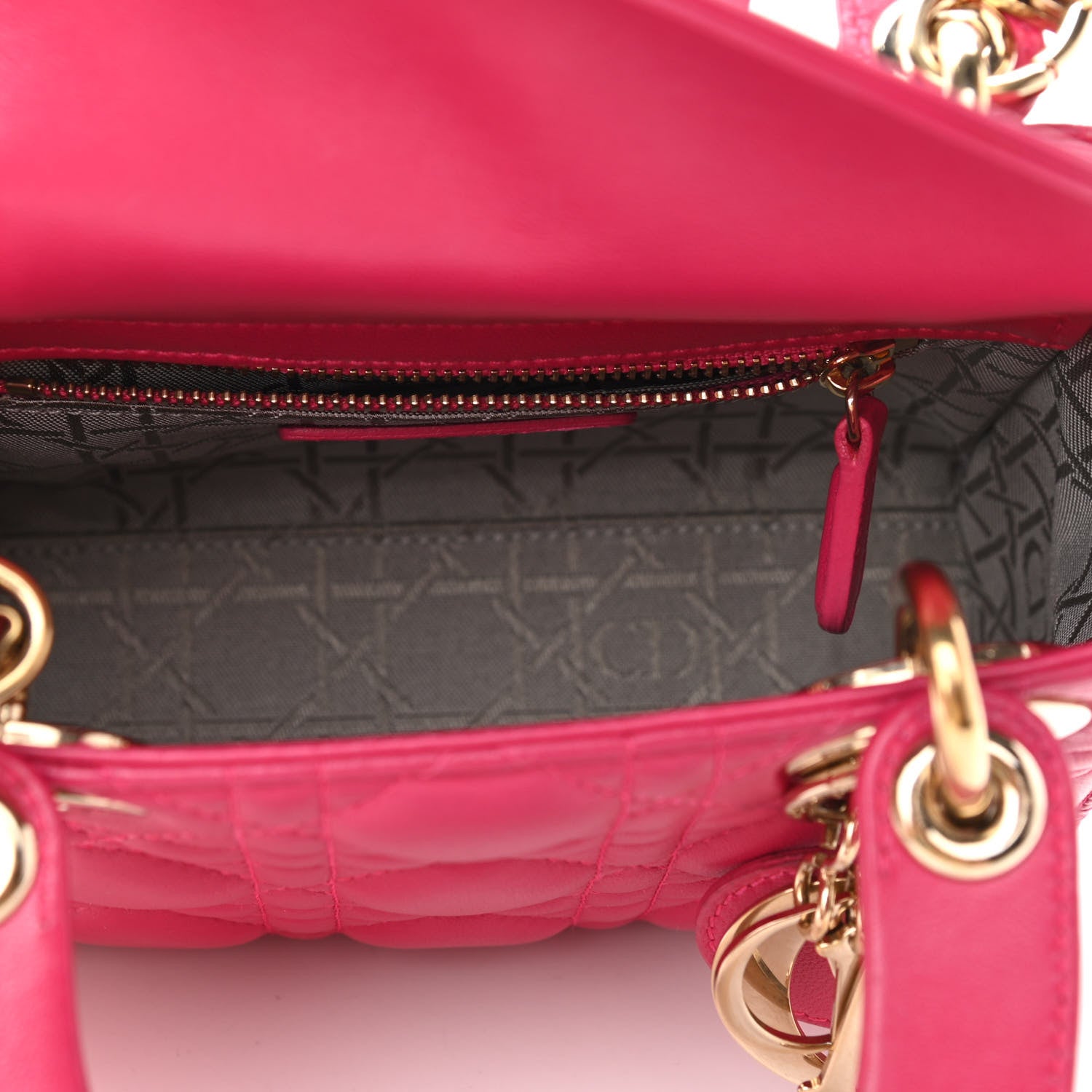Christian Dior Lambskin Cannage Mini Lady Dior Fuchsia 5 of 11