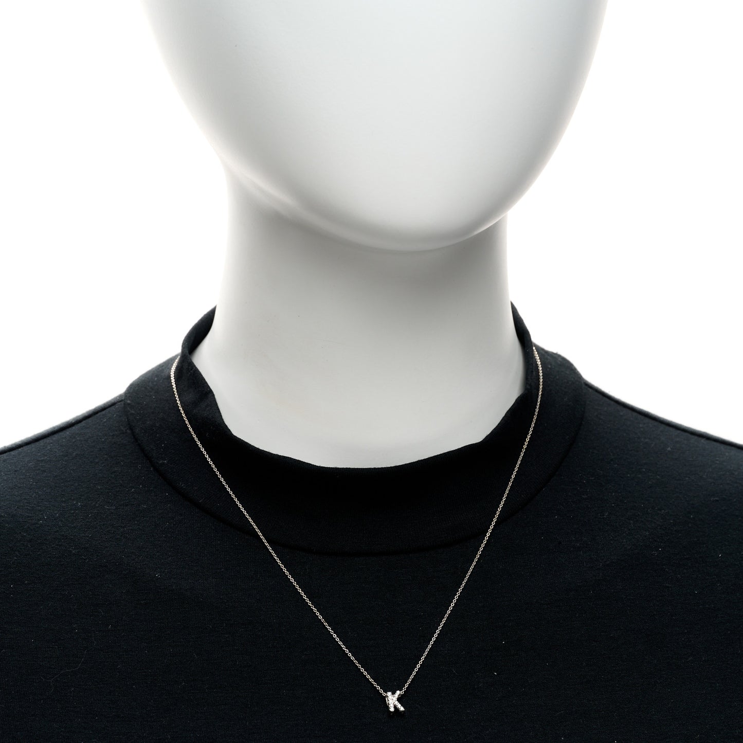 18K White Gold Diamond Love Letter K Pendant Necklace