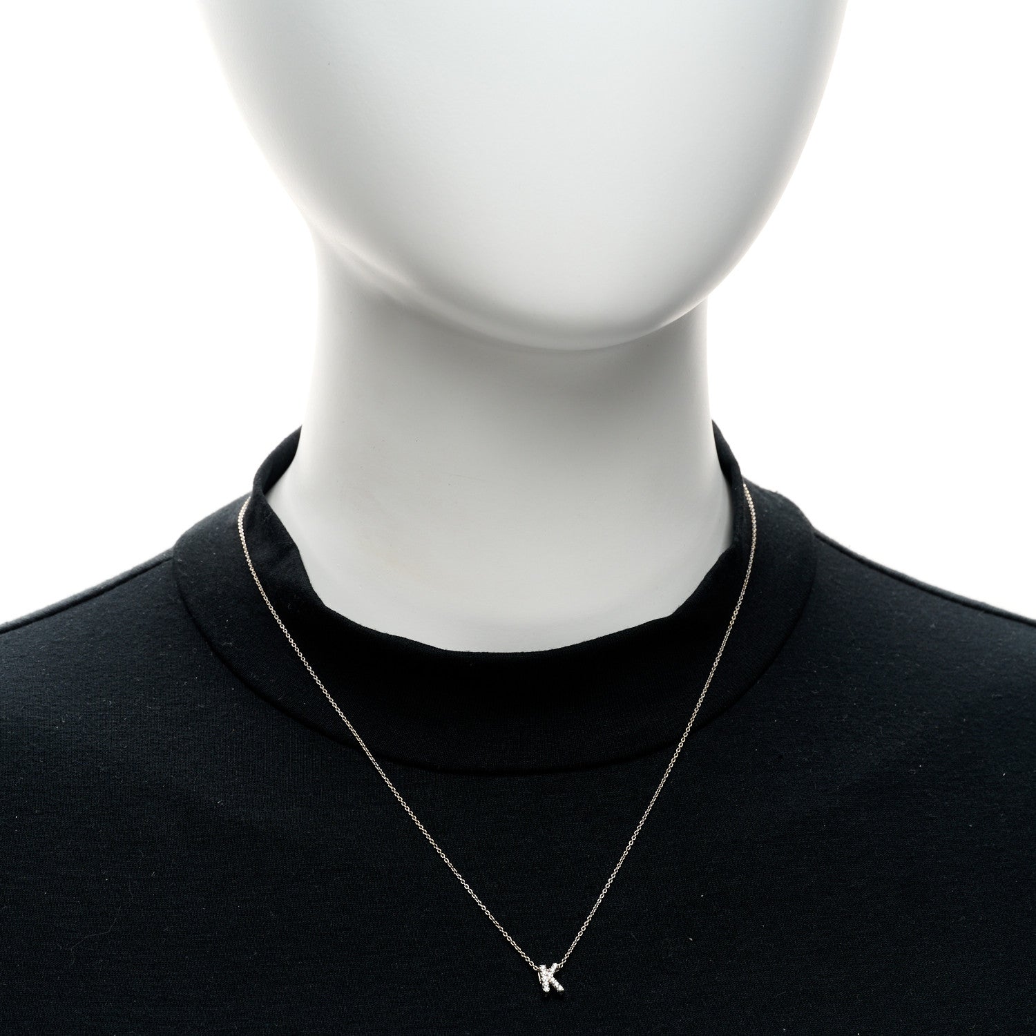 Roberto Coin 18K White Gold Diamond Love Letter K Pendant Necklace 2 of 4