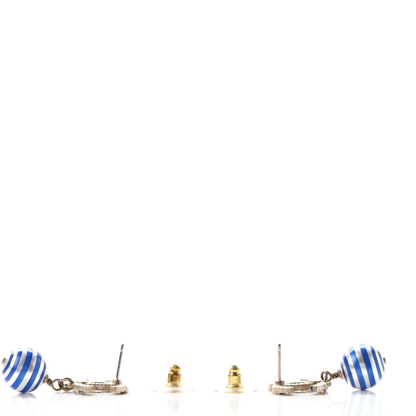 Resin Pearl Striped CC Drop Earrings Blue Gold