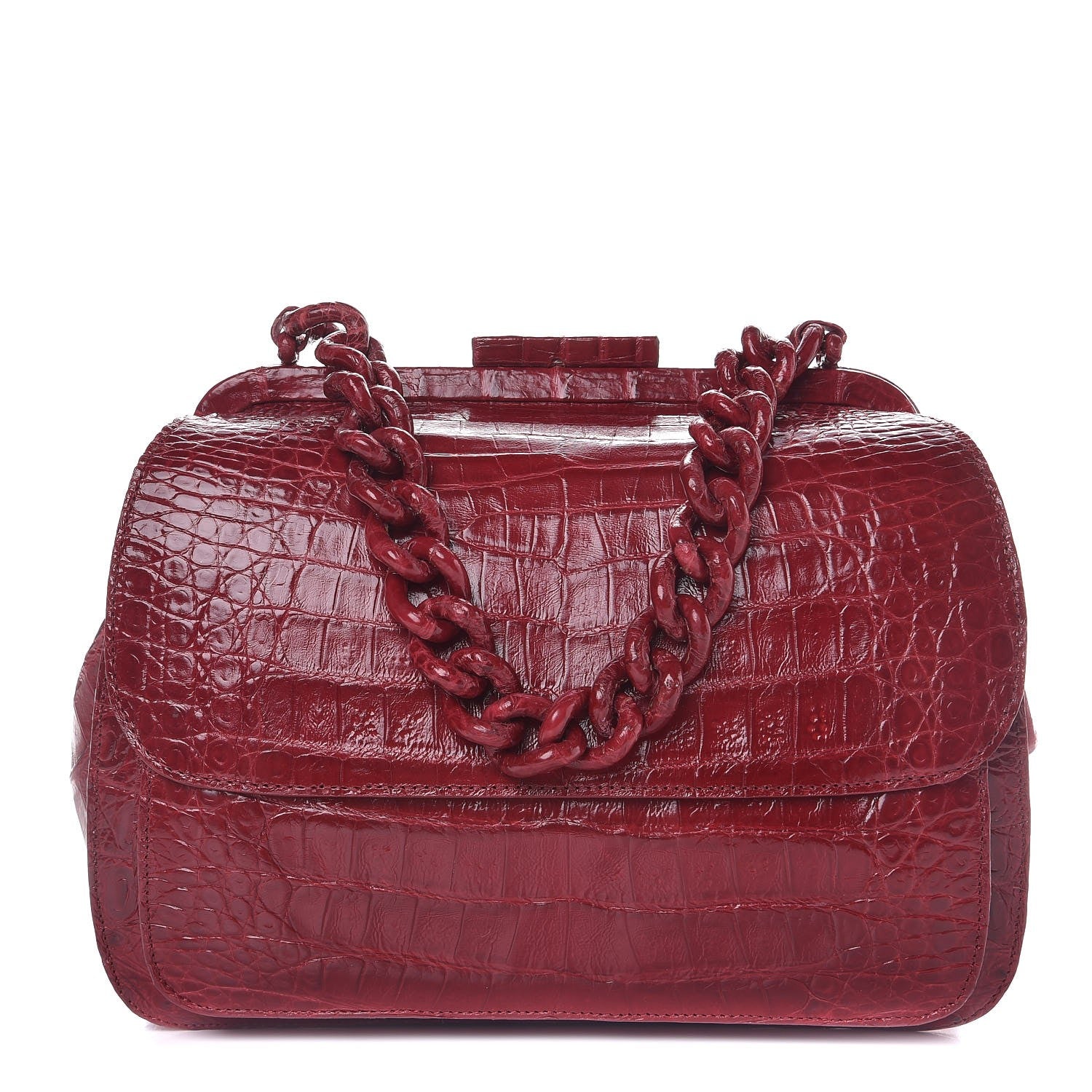 Nancy Gonzalez Crocodile Chain Frame Bag Red 1 of 9