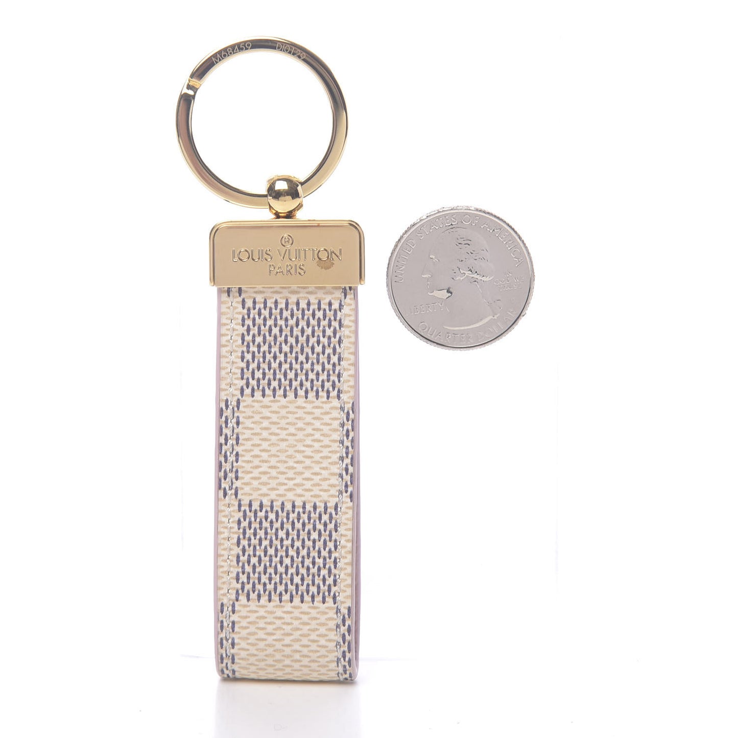 Damier Azur Dragonne Key Holder Rose Ballerine