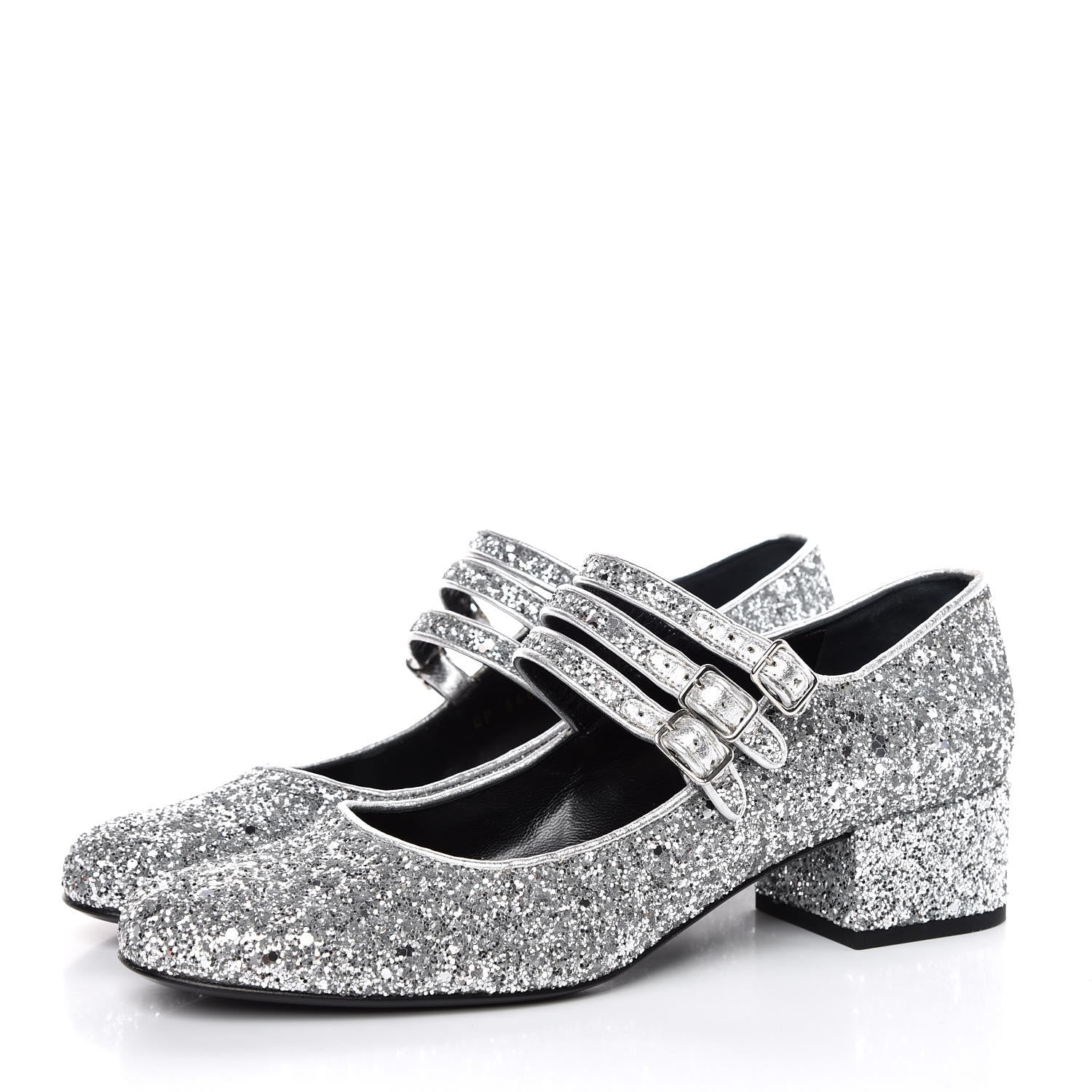 Saint Laurent Glitter Babies 40 Mid Heel Pumps 40 Galaxi Argento 3 of 9