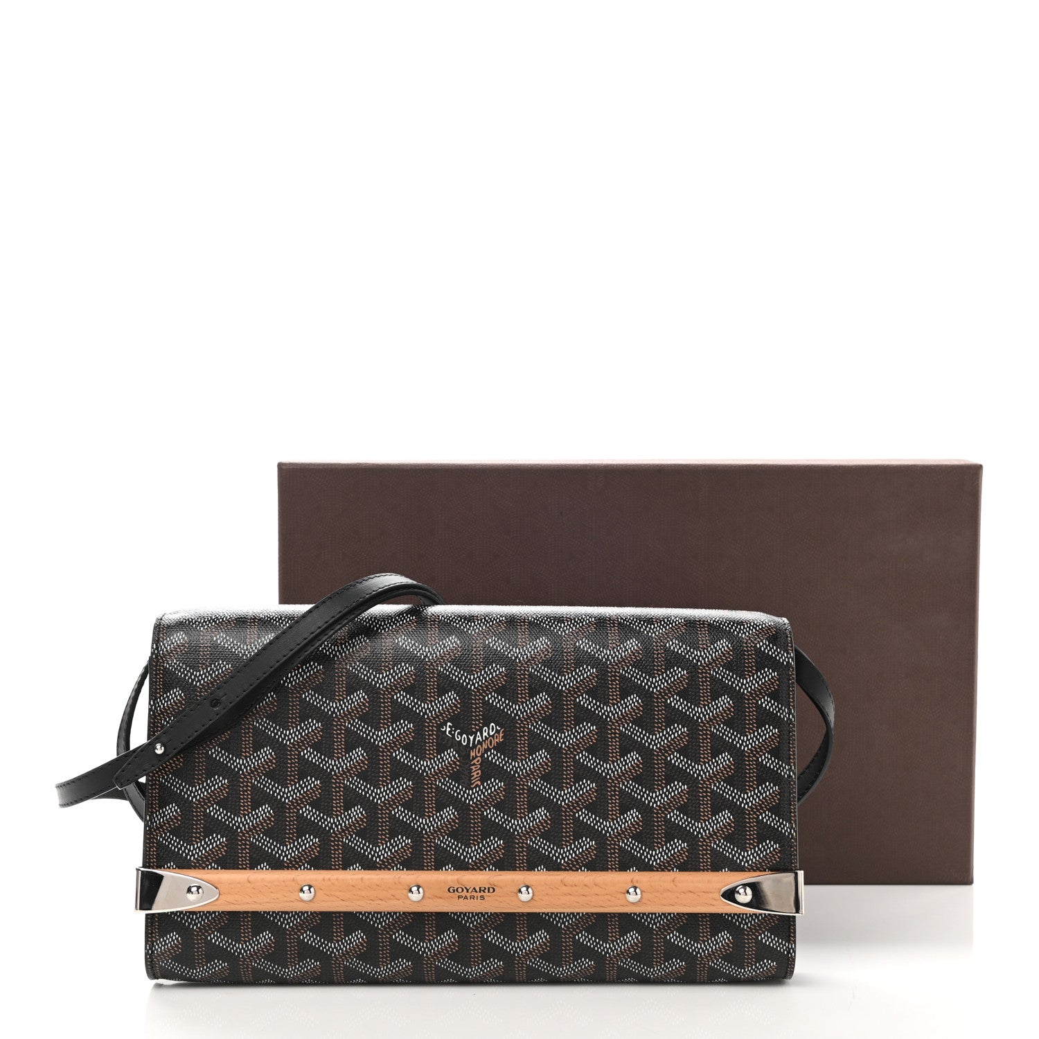 Goyard Goyardine Monte Carlo Bois Clutch With Strap Black 7 of 7