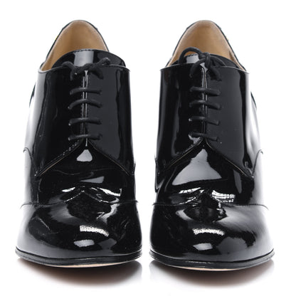 Chanel Patent Calfskin Oxford Lace Up Ankle Booties 39 Black 2 of 9