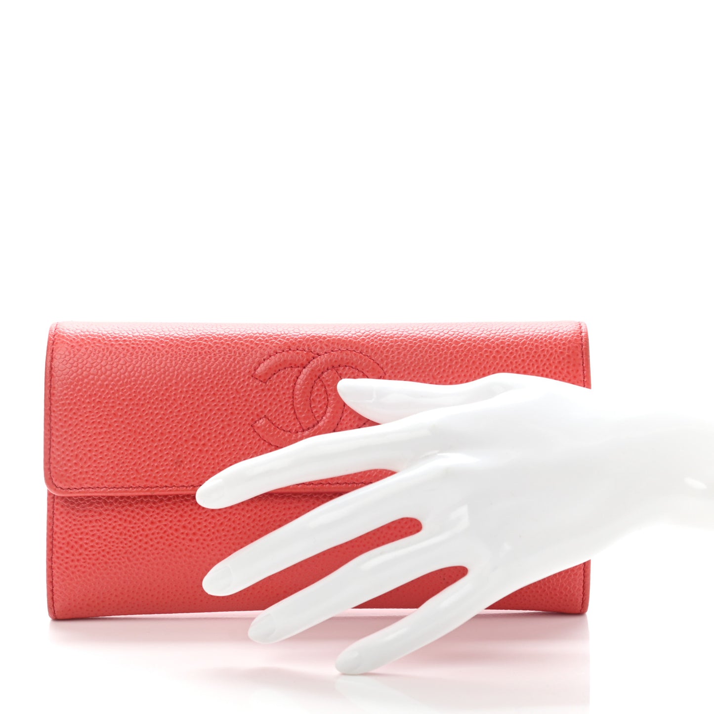 Caviar Timeless CC Large Flap Wallet Light Red