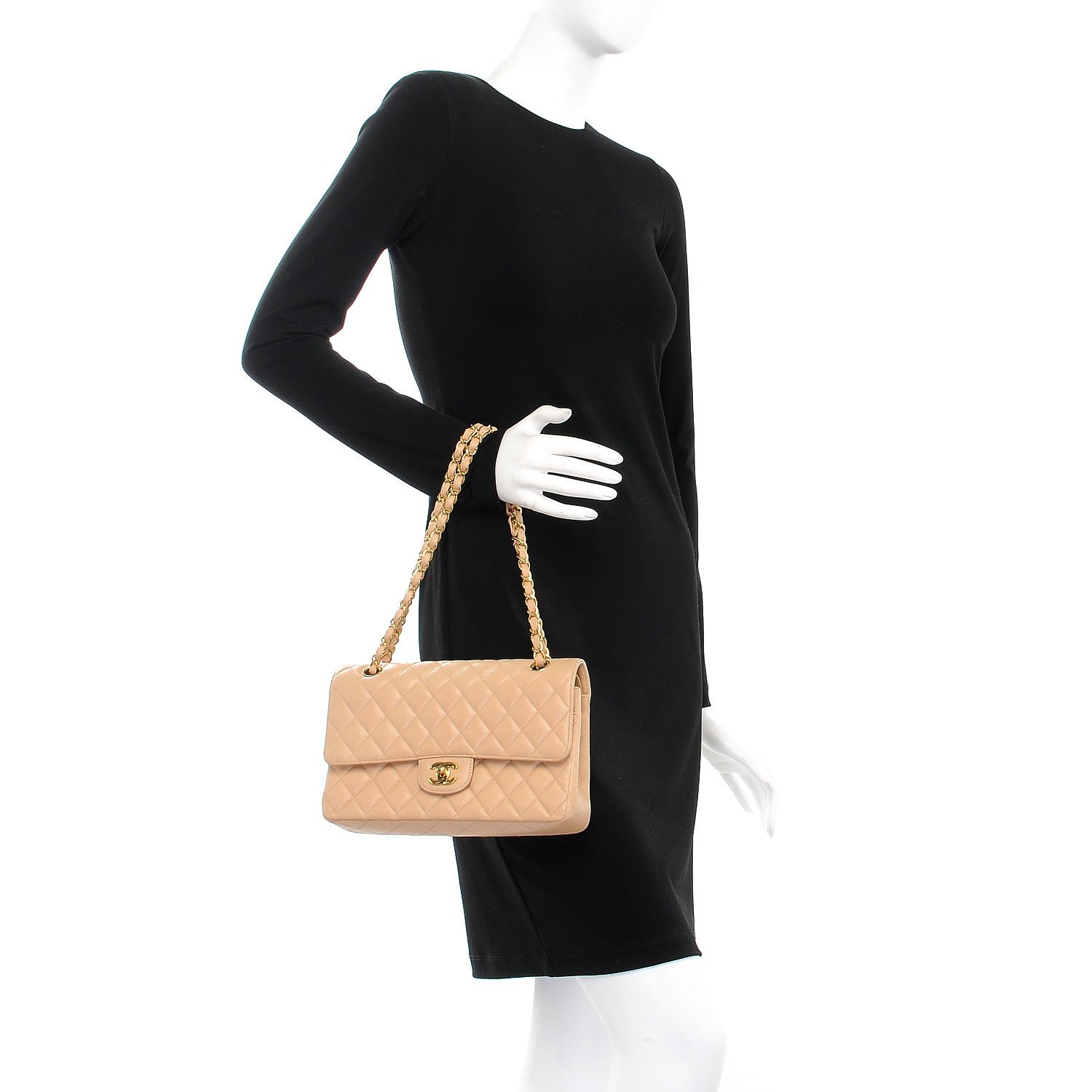 Chanel Caviar Quilted Medium Double Flap Beige Clair 3 of 9