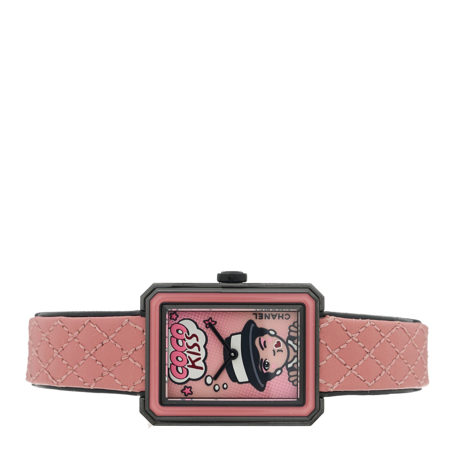 Stainless Steel Calfskin 21mm Boy-Friend Blush Quartz Watch Pink