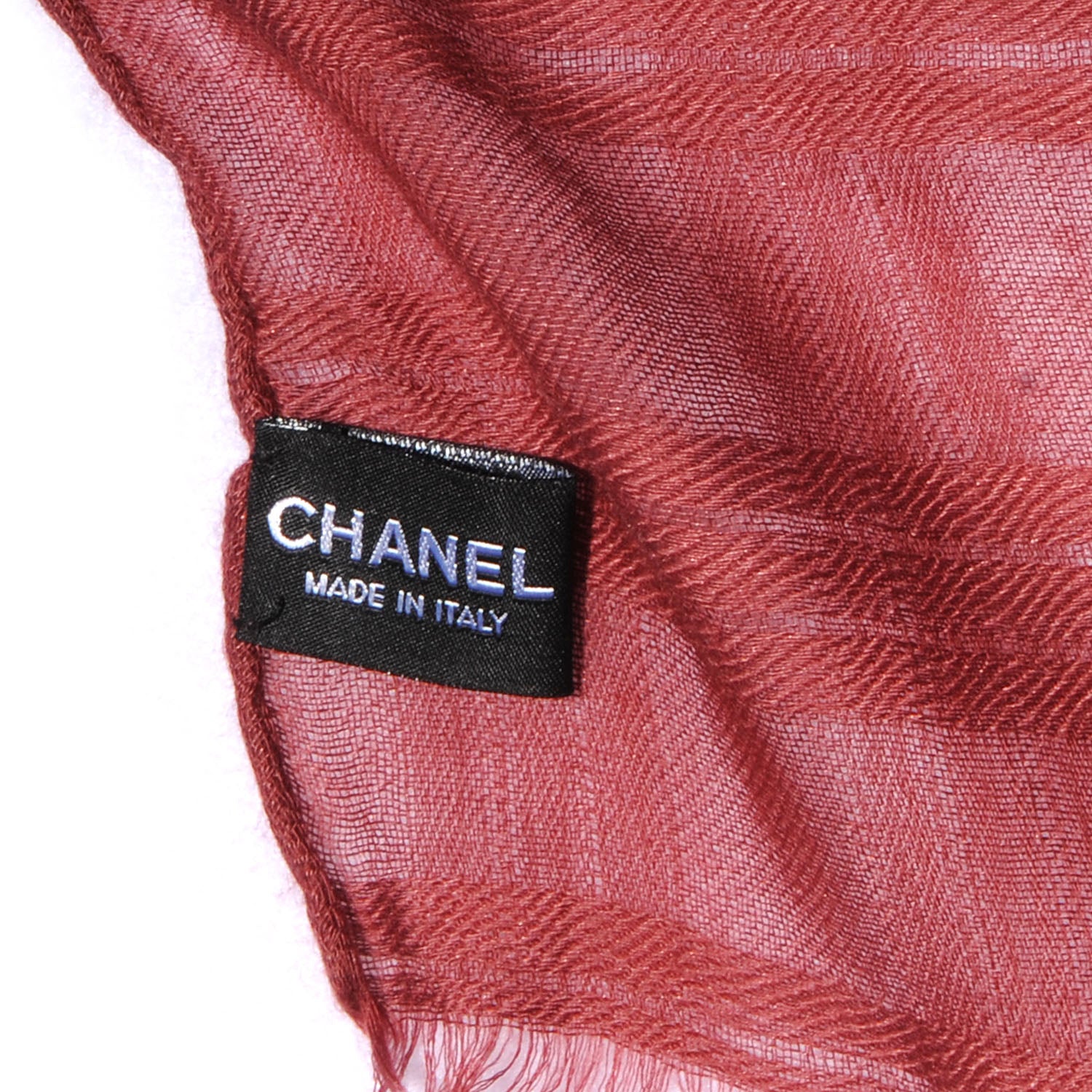 Chanel Cashmere Silk Sequin CC Stole Red 5 of 7