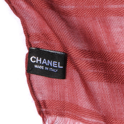 Chanel Cashmere Silk Sequin CC Stole Red 5 of 7