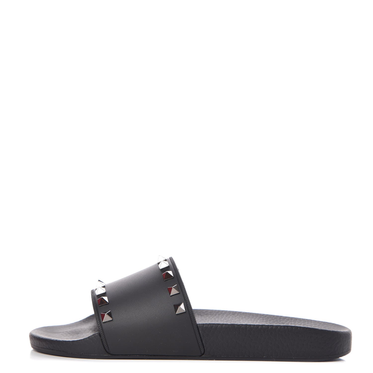 Valentino Garavani Rubber Rockstud Slide Sandals 39 Black 1 of 9