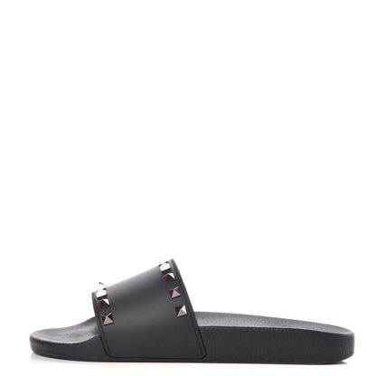 Valentino Garavani Rubber Rockstud Slide Sandals 39 Black 1 of 9