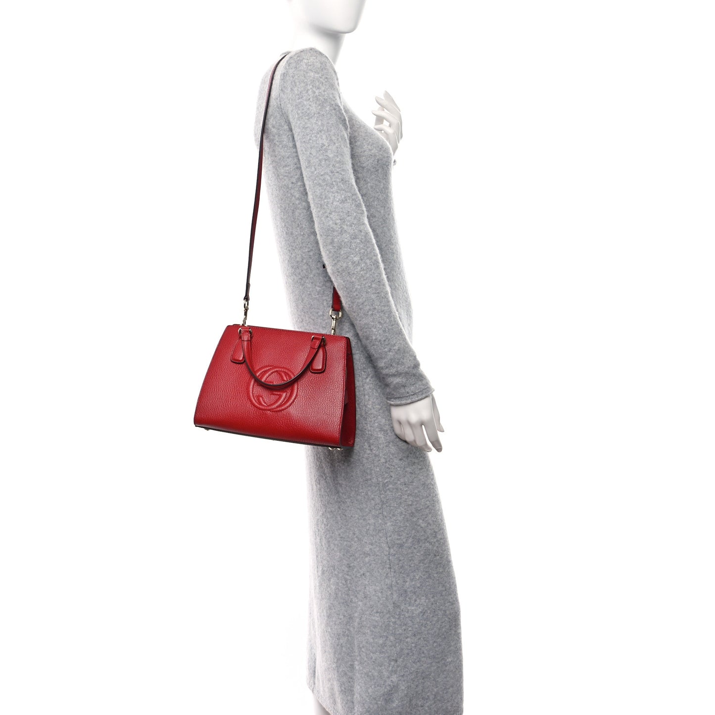 Dollar Calfskin Medium Soho Top Handle Satchel Hibiscus Red