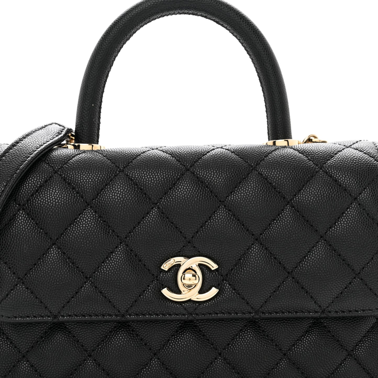 Caviar Quilted Mini Coco Handle Flap Black