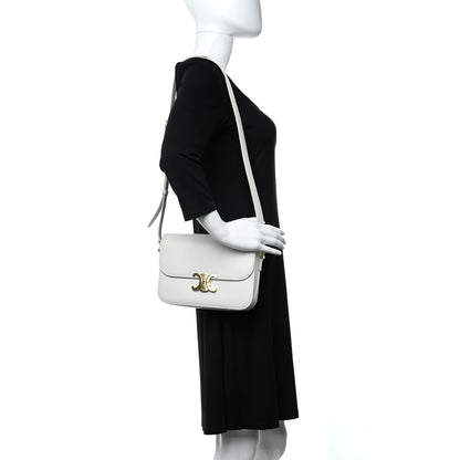 Celine Shiny Calfskin Medium Triomphe White 2 of 14