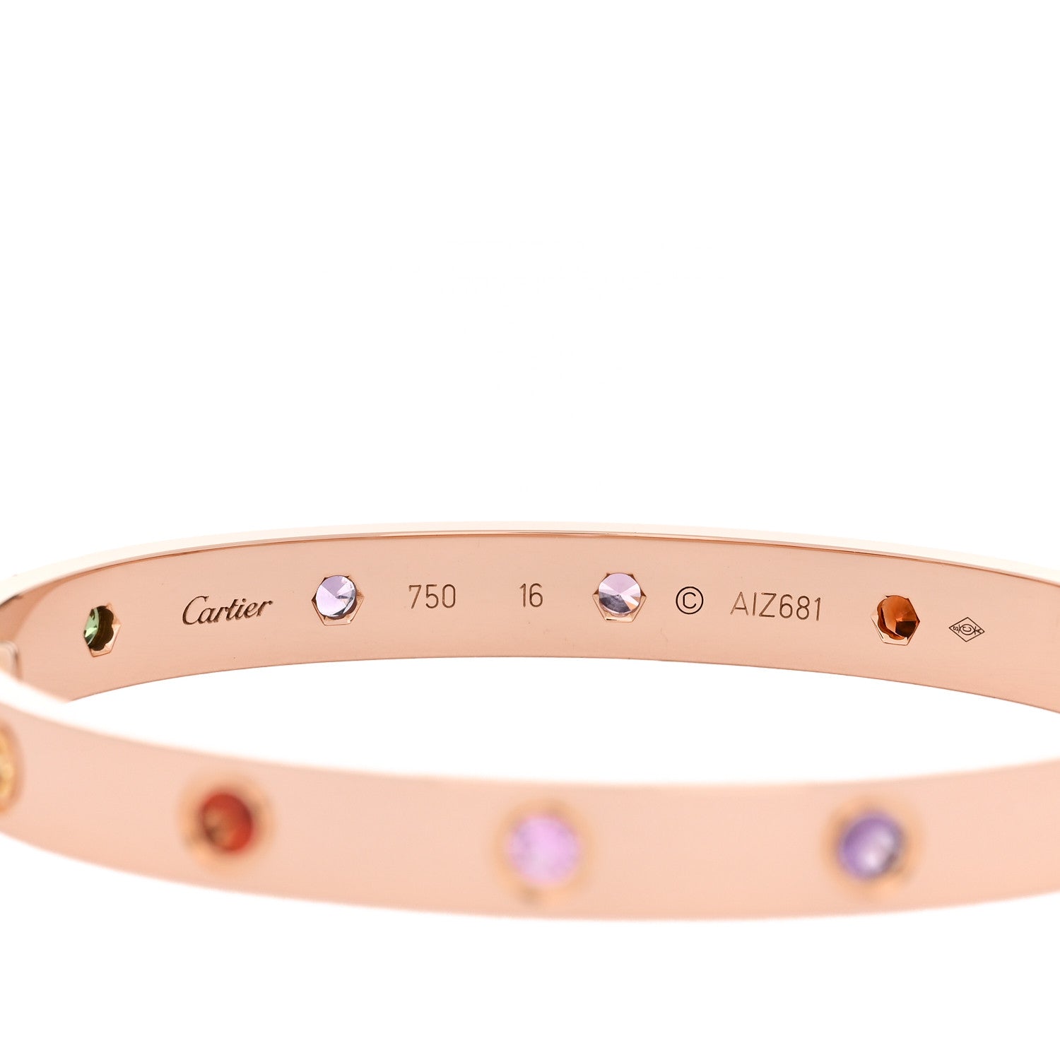 Cartier 18K Pink Gold Sapphire Garnet Amethyst LOVE Bracelet 16 7 of 7