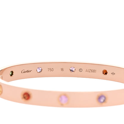 Cartier 18K Pink Gold Sapphire Garnet Amethyst LOVE Bracelet 16 7 of 7