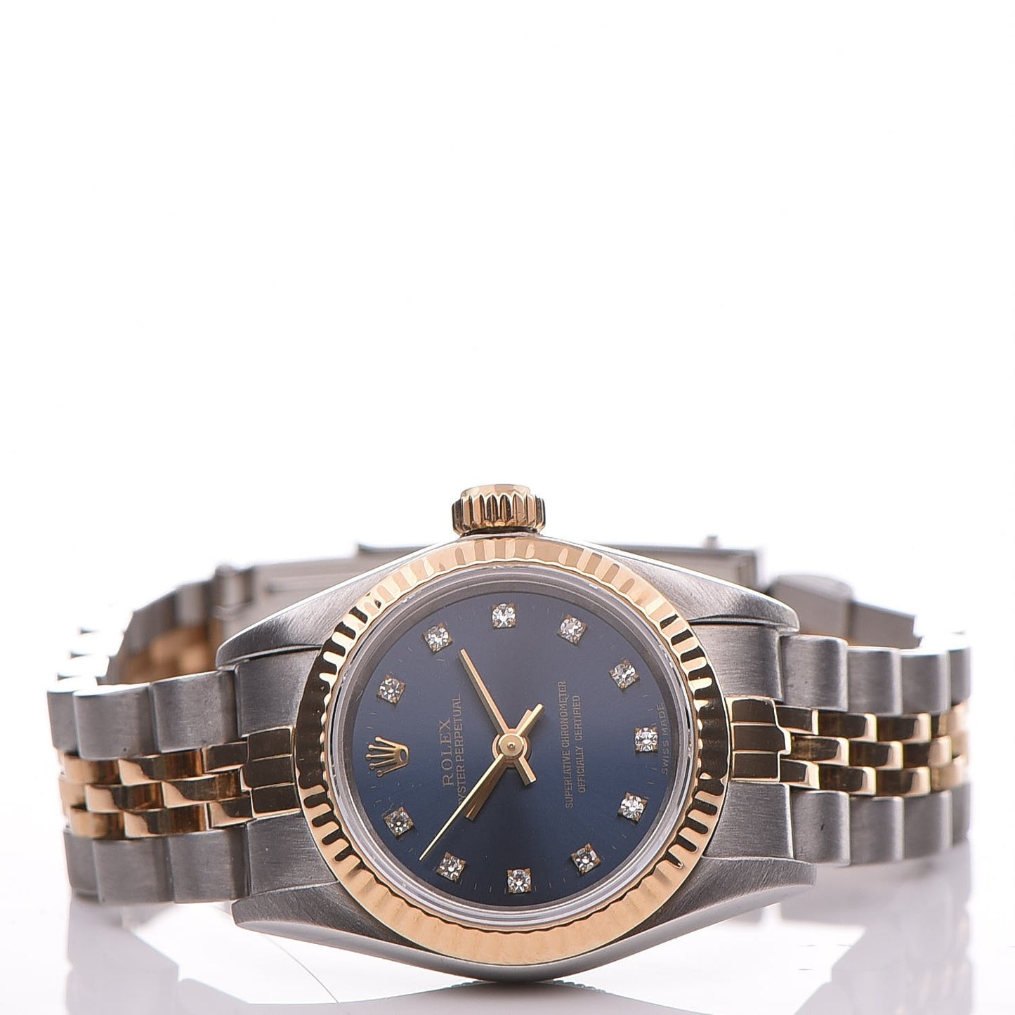 Stainless Steel 18K Yellow Gold Diamond 26mm Oyster Perpetual Datejust Watch Black 67193