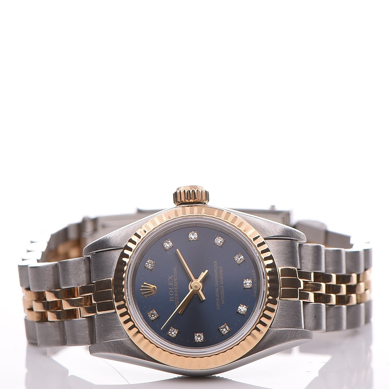 Rolex Stainless Steel 18K Yellow Gold Diamond 26mm Oyster Perpetual Datejust Watch Black 67193 3 of 6