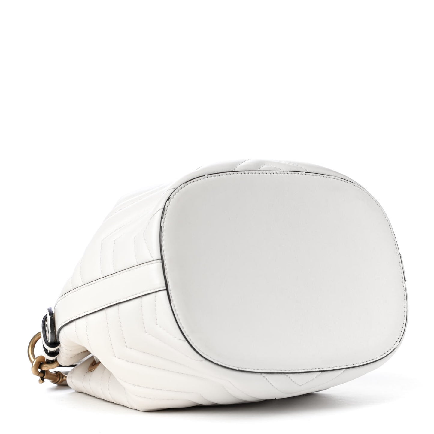 Calfskin Matelasse Sylvie Web GG Marmont Bucket Bag White