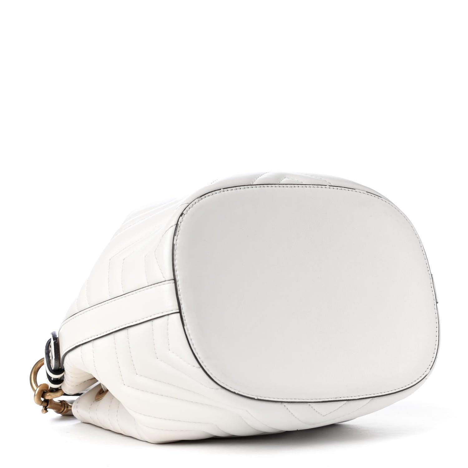Gucci Calfskin Matelasse Sylvie Web GG Marmont Bucket Bag White 5 of 8