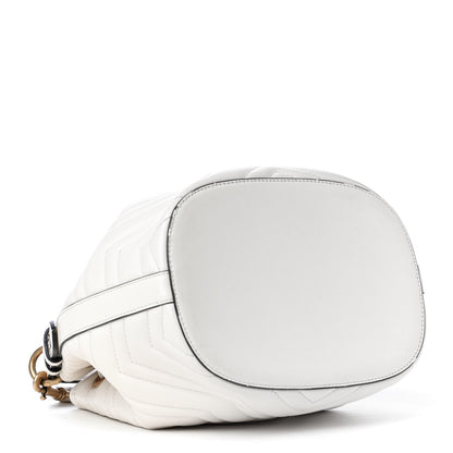 Gucci Calfskin Matelasse Sylvie Web GG Marmont Bucket Bag White 5 of 8