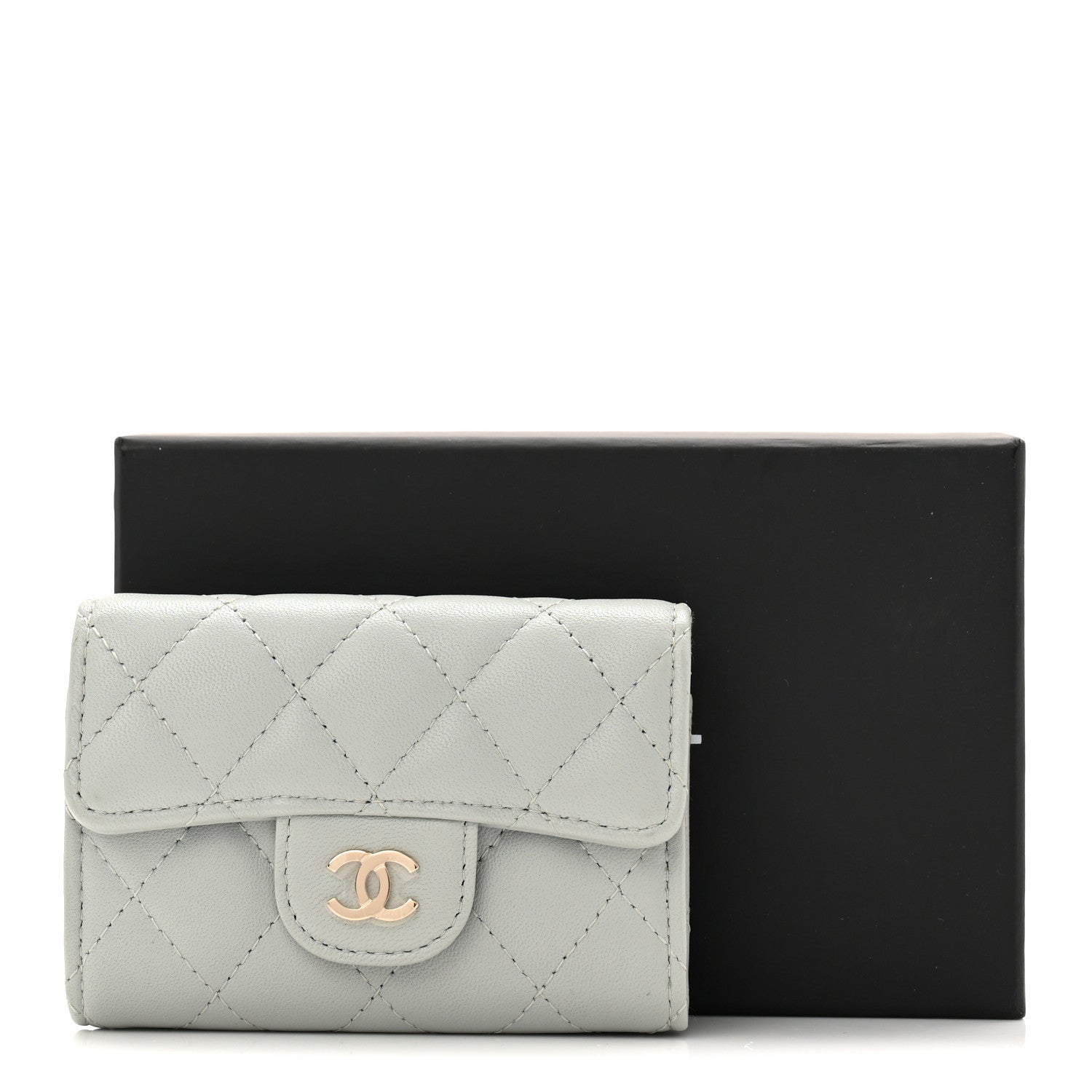 Chanel Lambskin Quilted Classic 4 Key Holder Wallet Grey 1825253