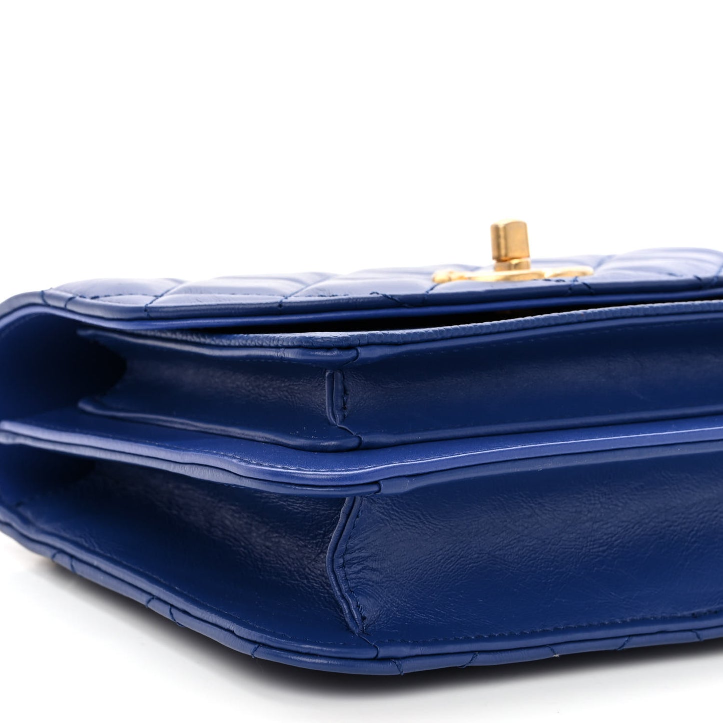 Calfskin Caviar Quilted Mini Chain Handle Flap Blue