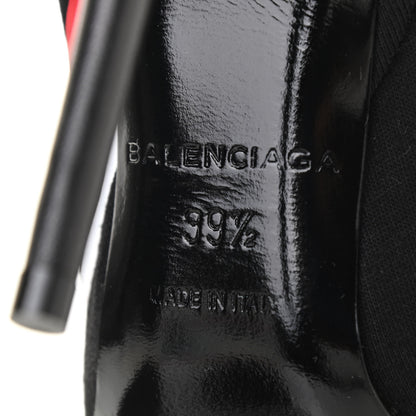 Balenciaga Jersey Crepe Political Campaign Logo Knife 115 Pointed Pumps 39.5 Black White Rouge 6 of 10