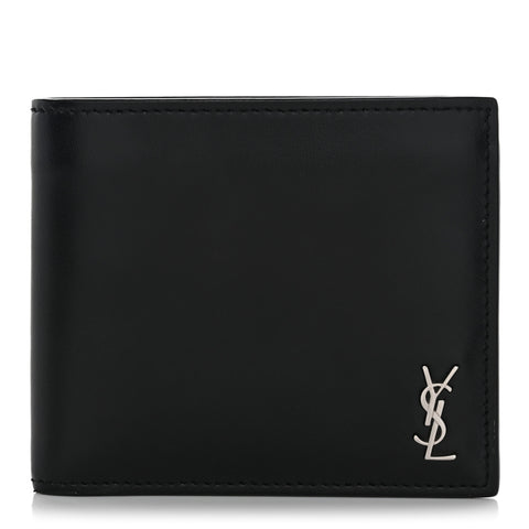 Matte Calfskin Tiny Cassandre East West Wallet Black