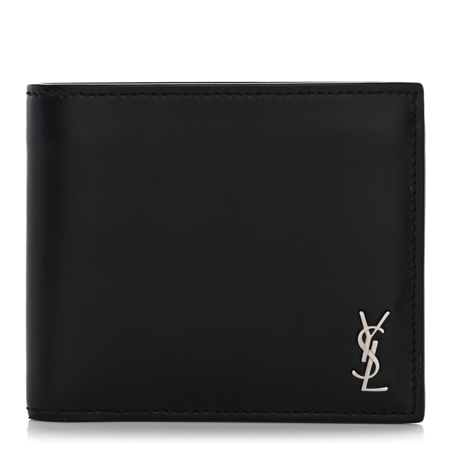 Saint Laurent Matte Calfskin Tiny Cassandre East West Wallet Black 1 of 8