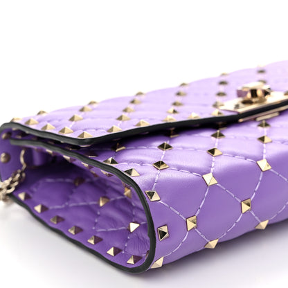 Valentino Garavani Nappa Rockstud Spike Wallet on Chain Purple 8 of 10