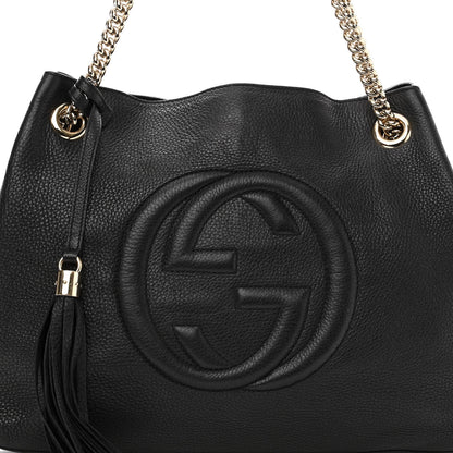 Gucci Pebbled Calfskin Medium Soho Chain Shoulder Bag Black 8 of 11