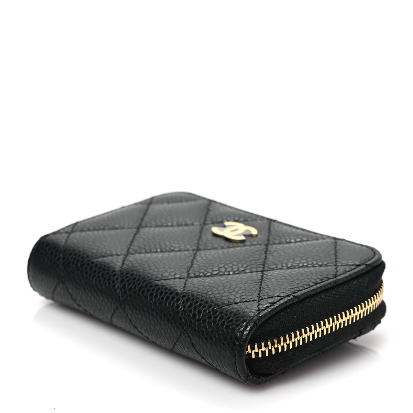 Caviar Quilted Classic Zipped Coin Purse Black