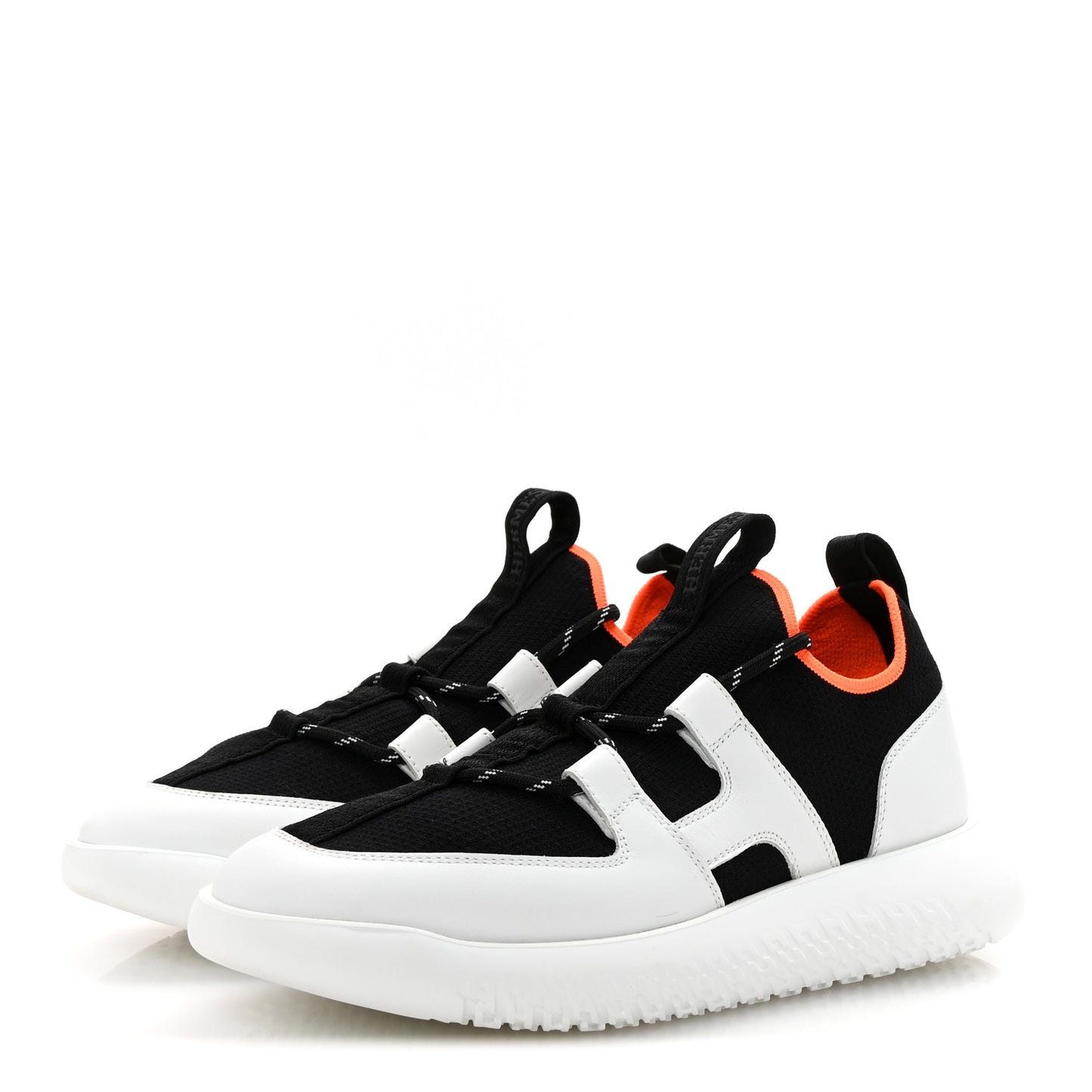 Technical Canvas Calfskin Womens Duel Sneakers 36.5 White Black