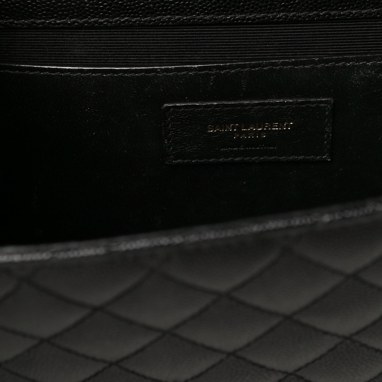 Saint Laurent Grain De Poudre Textured Mixed Matelasse Triquilt Medium Monogram Satchel Black 12 of 16