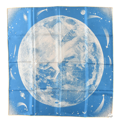 Hermes ERMES Silk Clair De Lune Double Face Scarf 90 Black Jaune D'Or Bleu 2 of 5