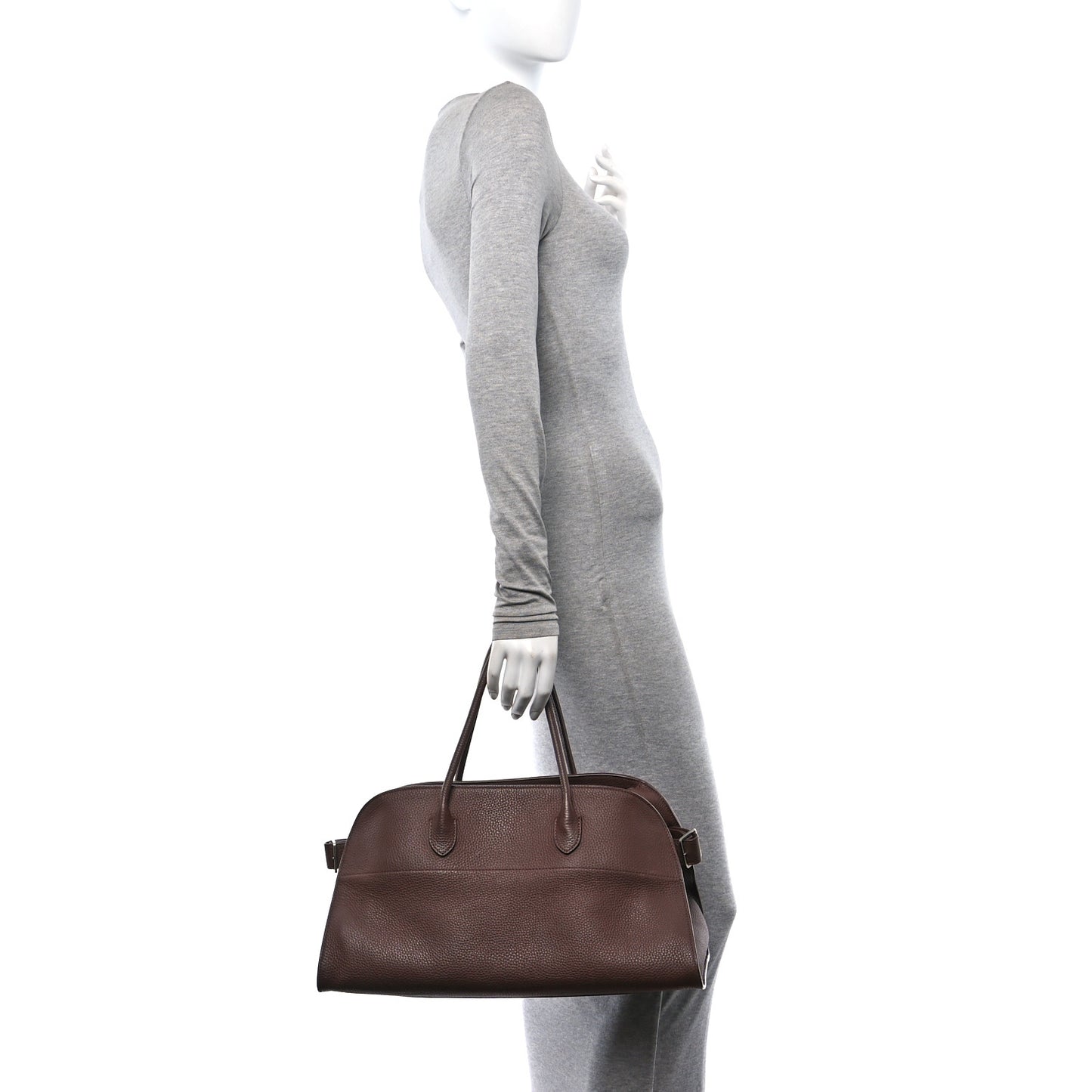 Matte Grained Calfskin EW Margaux Dark Mocha