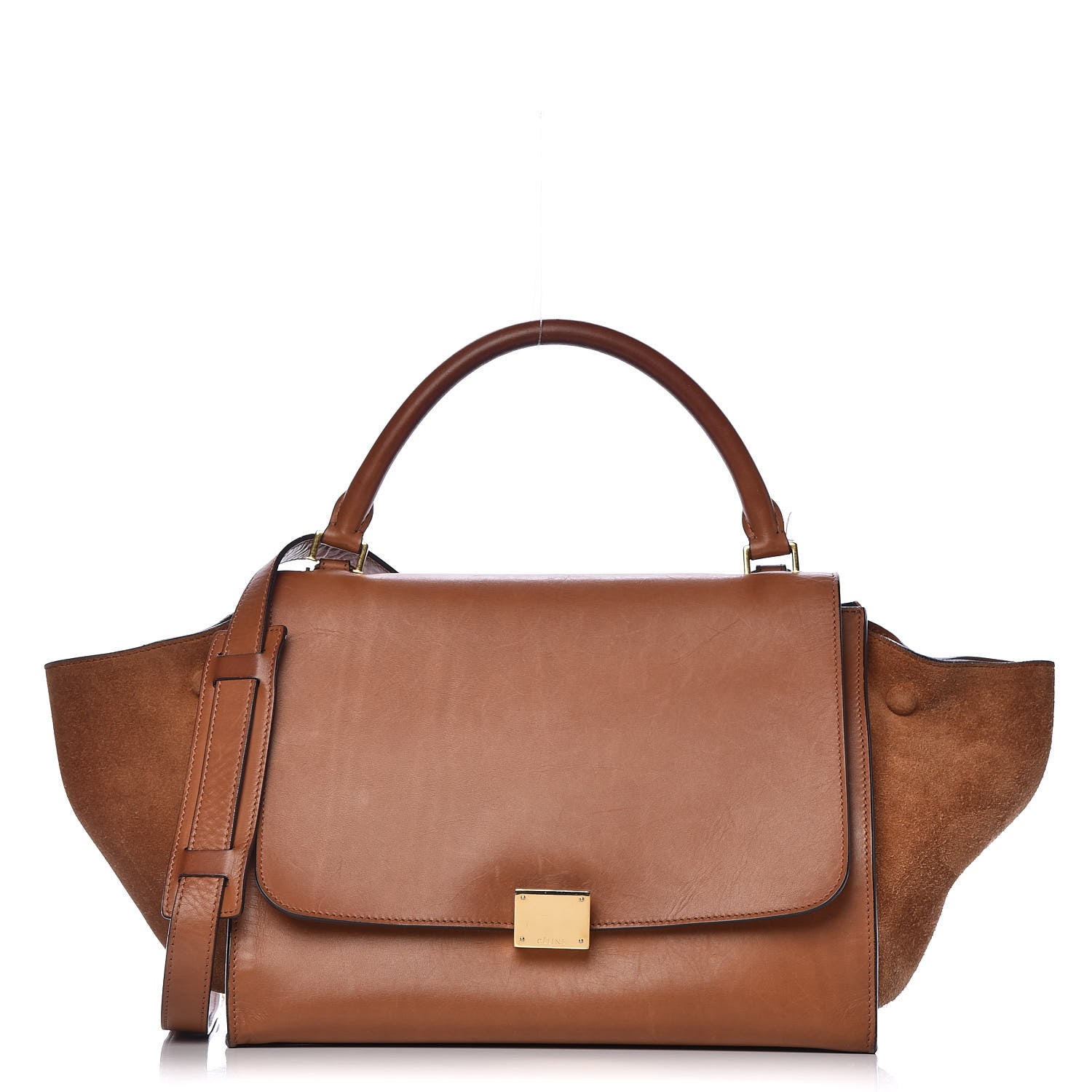 Celine Natural Calfskin Suede Medium Trapeze Tan 1 of 28